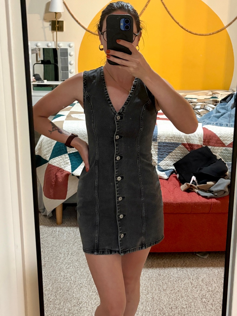 Abercrombie & Fitch Black Denim Mini Dress – XXS